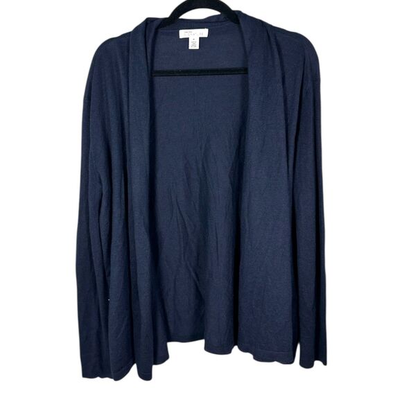 Nordstrom Signature Cashmere Linen Navy Blue Cardigan Women's Size Medium - Picture 1 of 5